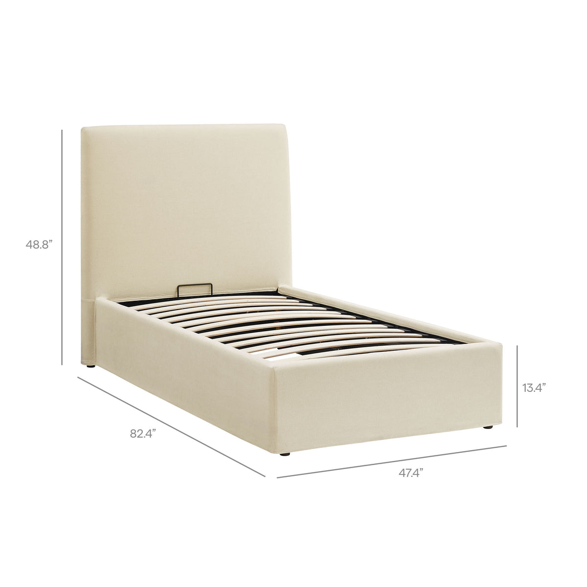 Pemberly Linen Blend Slipocovered Twin Size Storage Bed - Linen