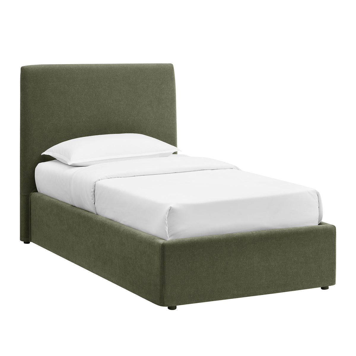 Pemberly Linen Blend Slipocovered Twin Size Storage Bed - Sage