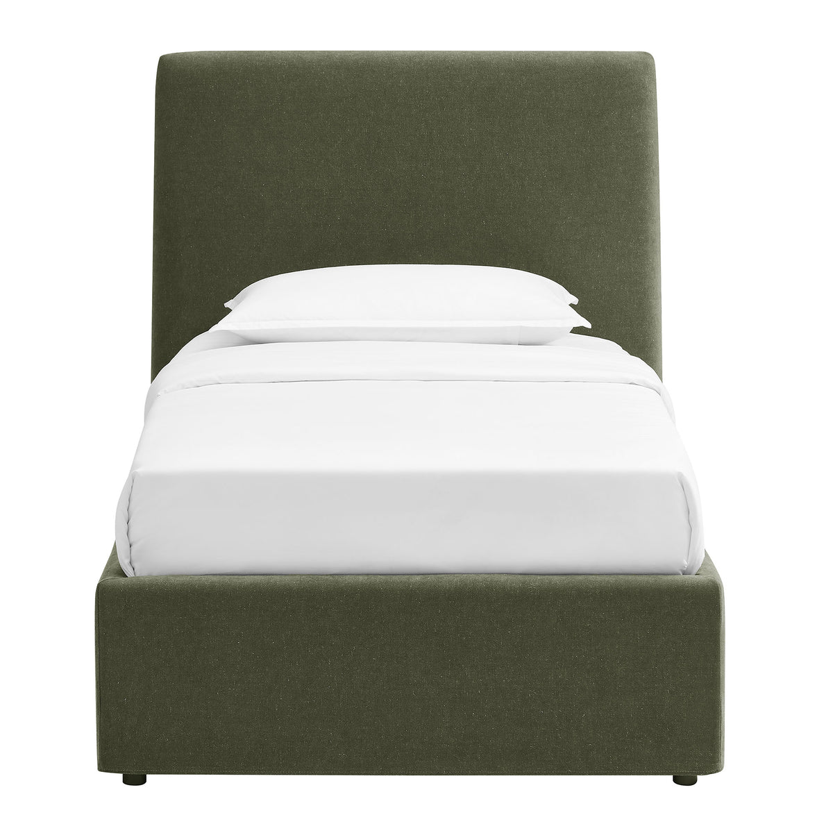 Pemberly Linen Blend Slipocovered Twin Size Storage Bed - Sage