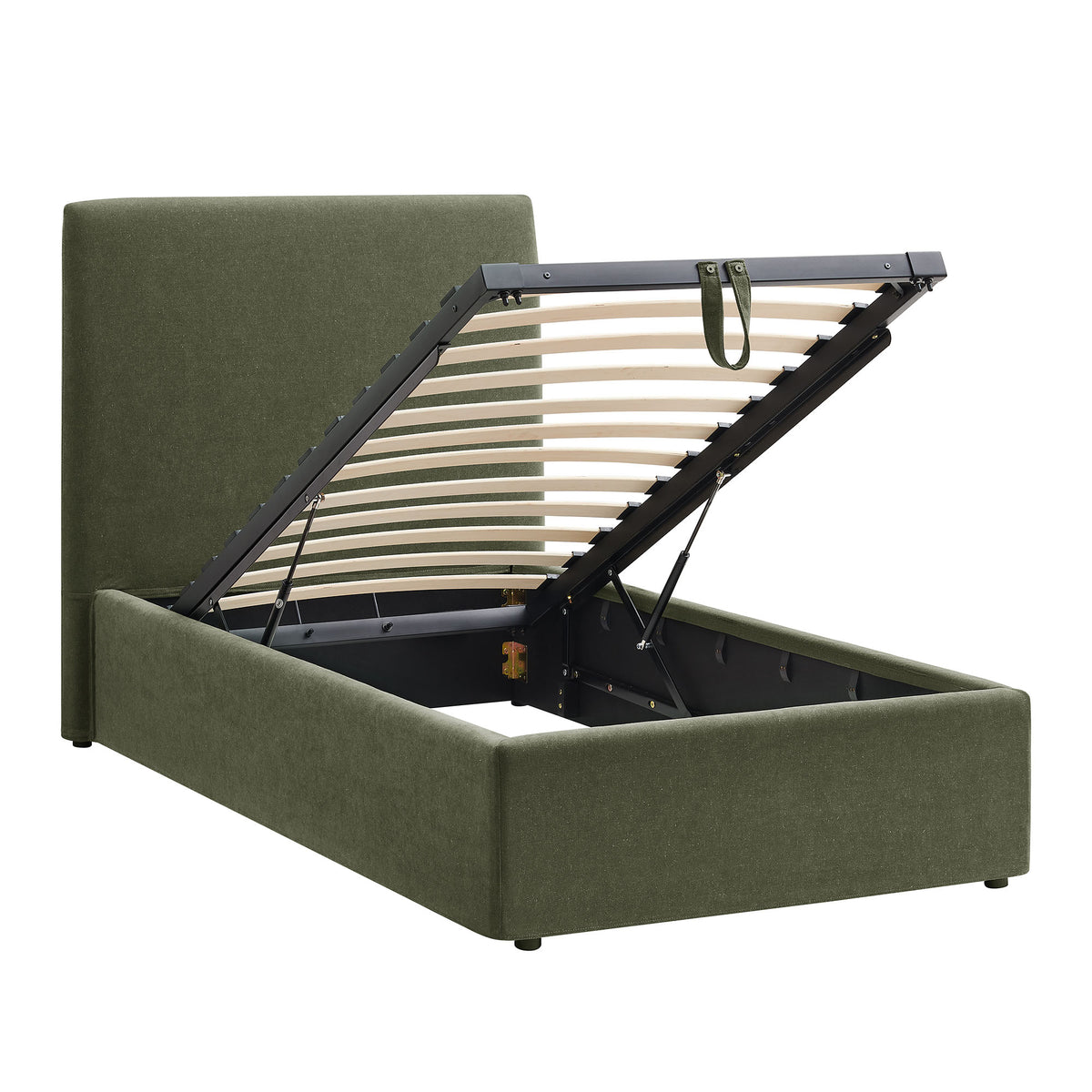 Pemberly Linen Blend Slipocovered Twin Size Storage Bed - Sage