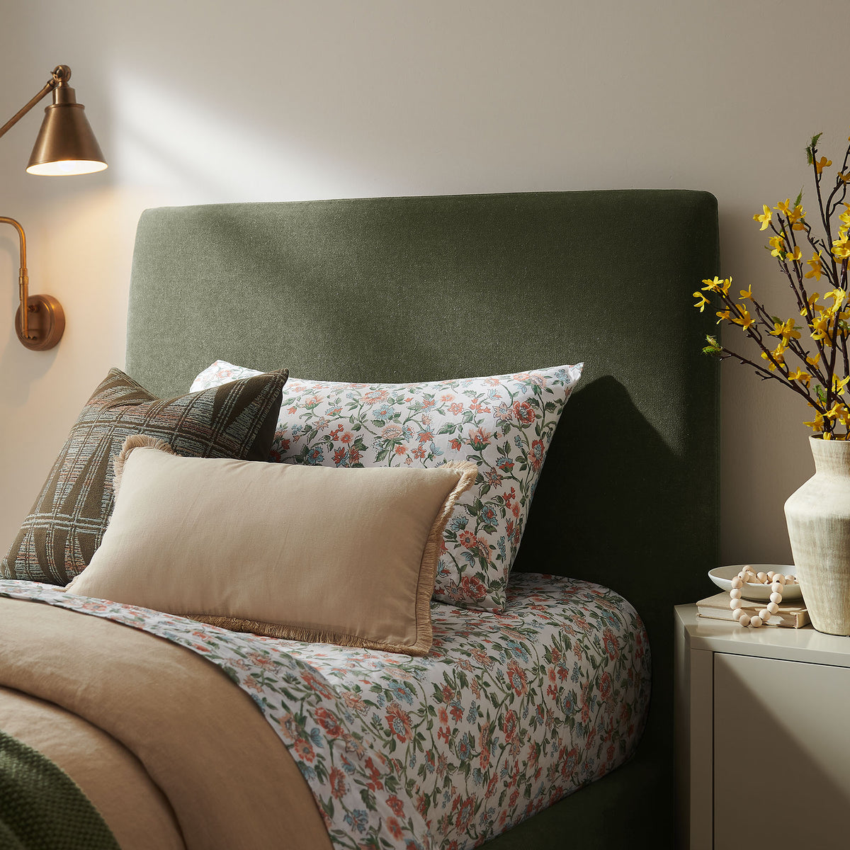 Pemberly Linen Blend Slipocovered Twin Size Storage Bed - Sage