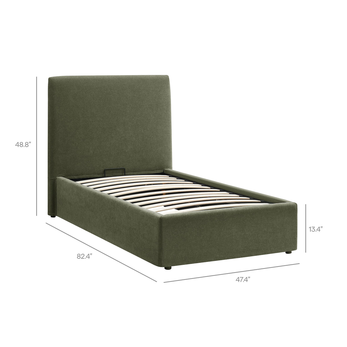 Pemberly Linen Blend Slipocovered Twin Size Storage Bed - Sage