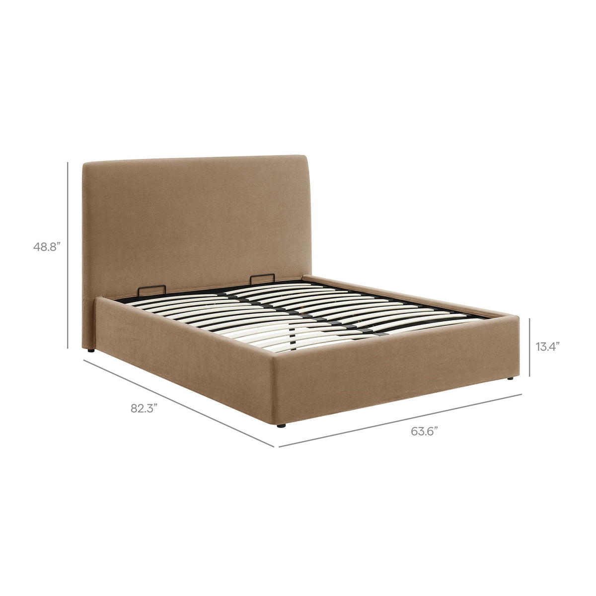 Pemberly Linen Blend Slipcovered Full Size Storage Bed - Almond