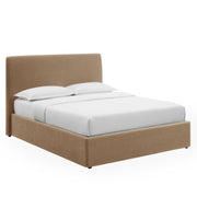 Pemberly Linen Blend Slipcovered Queen Size Storage Bed - Almond