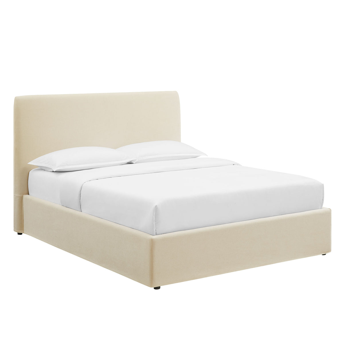 Pemberly Linen Blend Slipcovered Queen Size Storage Bed - Linen