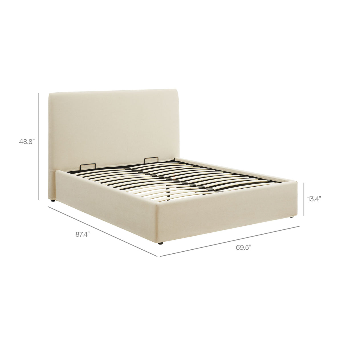 Pemberly Linen Blend Slipcovered Queen Size Storage Bed - Linen