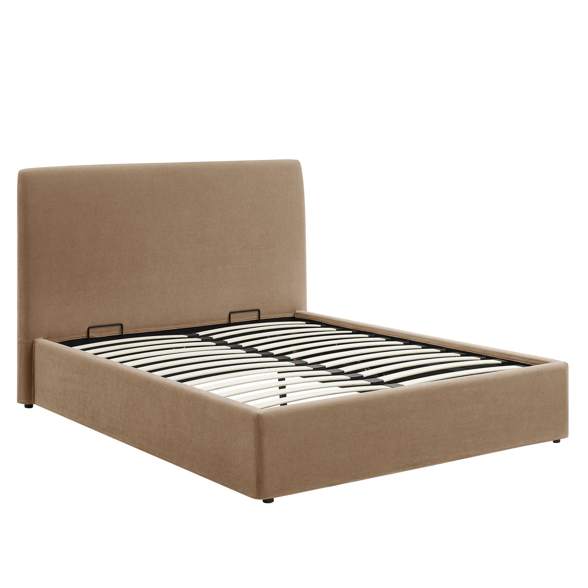 Pemberly Linen Blend Slipcovered King Size Storage Bed - Almond
