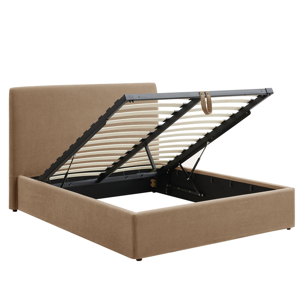 Pemberly Linen Blend Slipcovered King Size Storage Bed - Almond