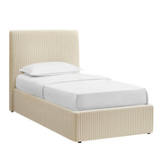 Pemberly Striped Fabric Slipcovered Twin Size Storage Bed - Oatmeal Stripe
