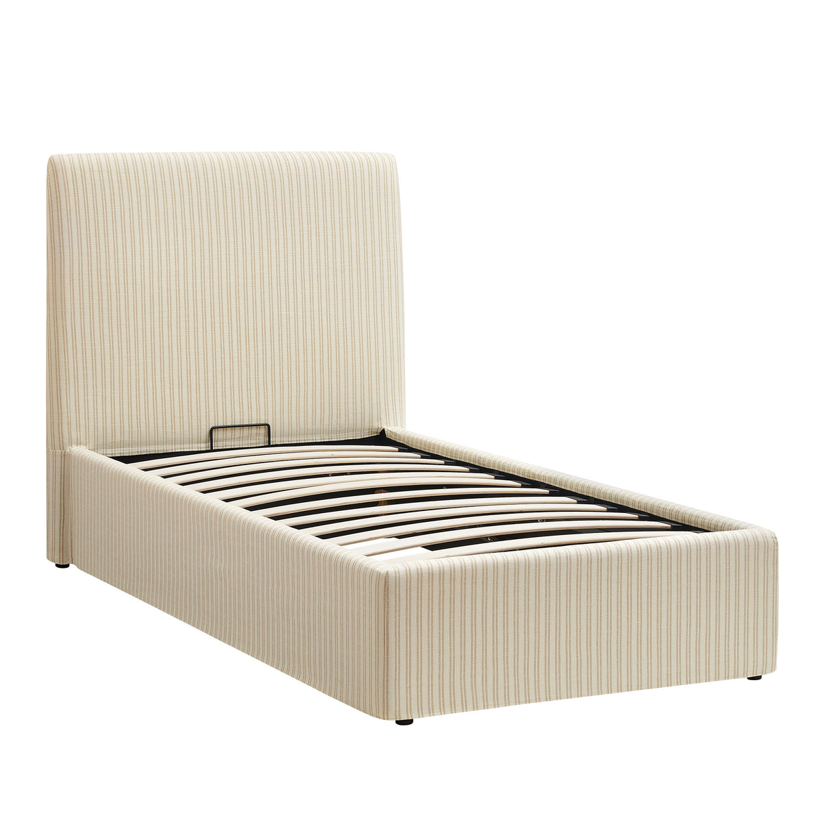 Pemberly Striped Fabric Slipcovered Twin Size Storage Bed - Oatmeal Stripe