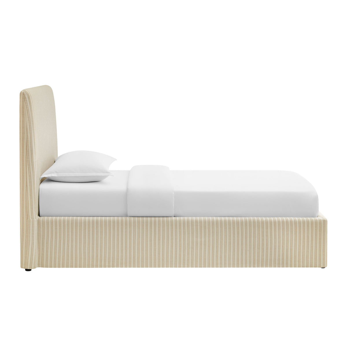 Pemberly Striped Fabric Slipcovered Twin Size Storage Bed - Oatmeal Stripe
