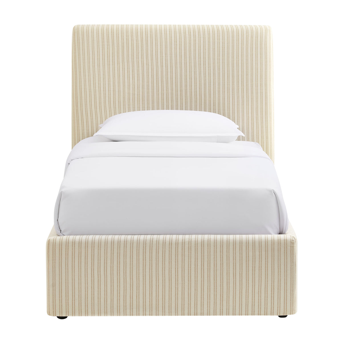 Pemberly Striped Fabric Slipcovered Twin Size Storage Bed - Oatmeal Stripe