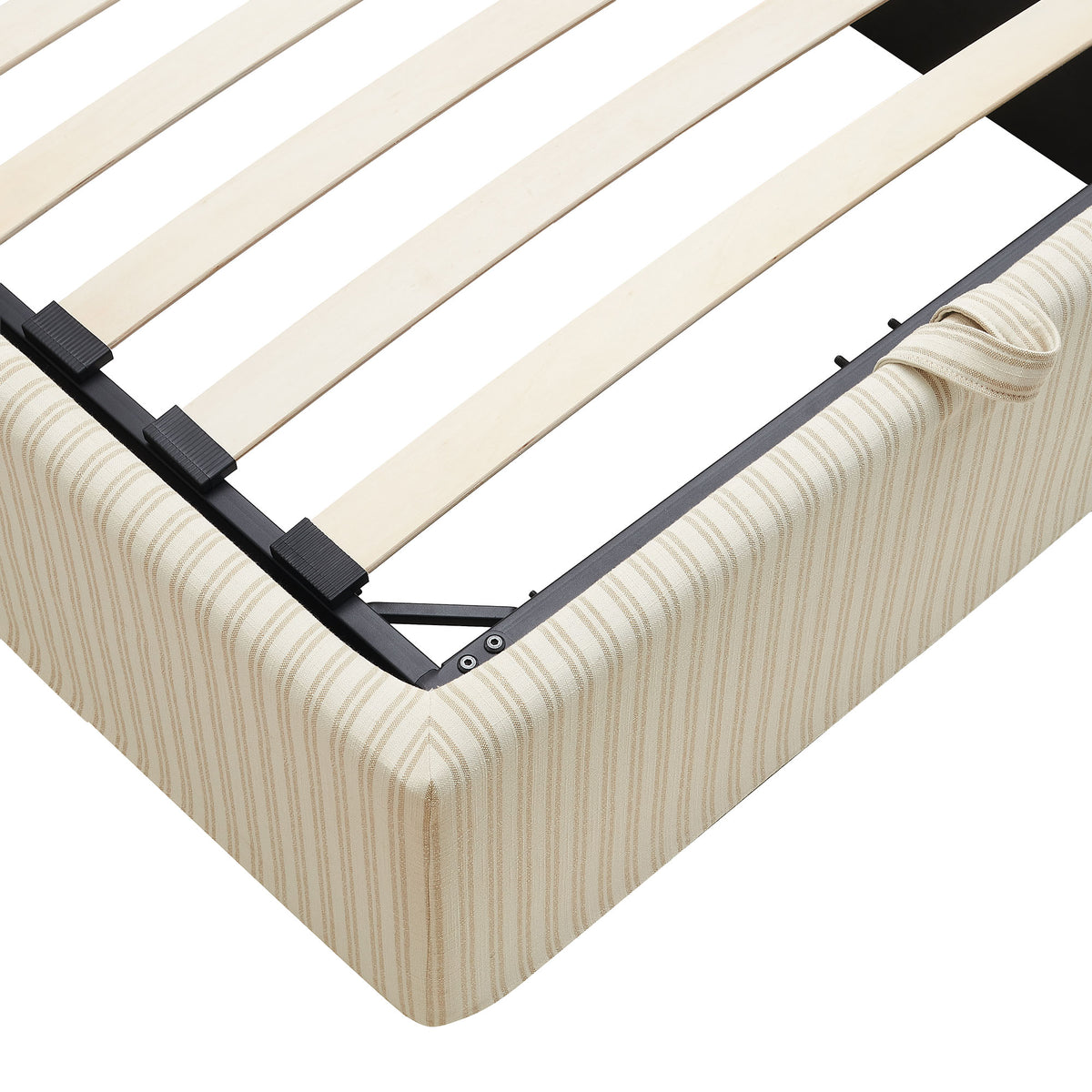 Pemberly Striped Fabric Slipcovered Twin Size Storage Bed - Oatmeal Stripe