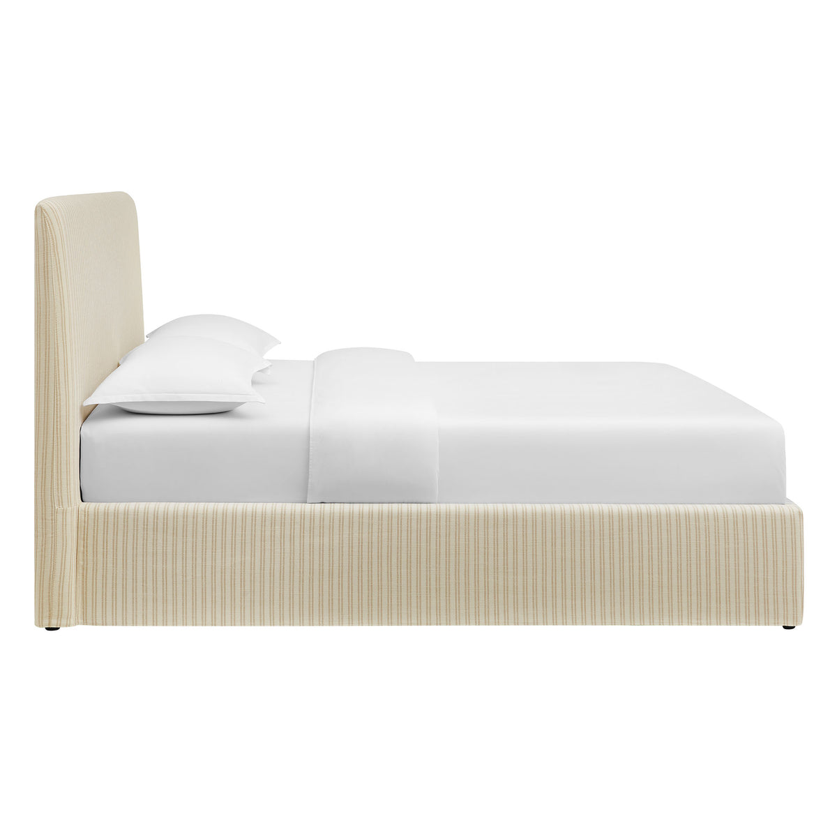 Pemberly Striped Fabric Slipcovered Full Size Storage Bed - Oatmeal Stripe
