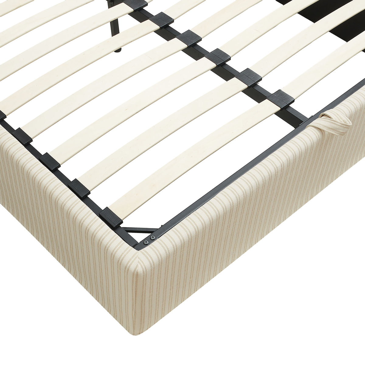 Pemberly Striped Fabric Slipcovered Full Size Storage Bed - Oatmeal Stripe
