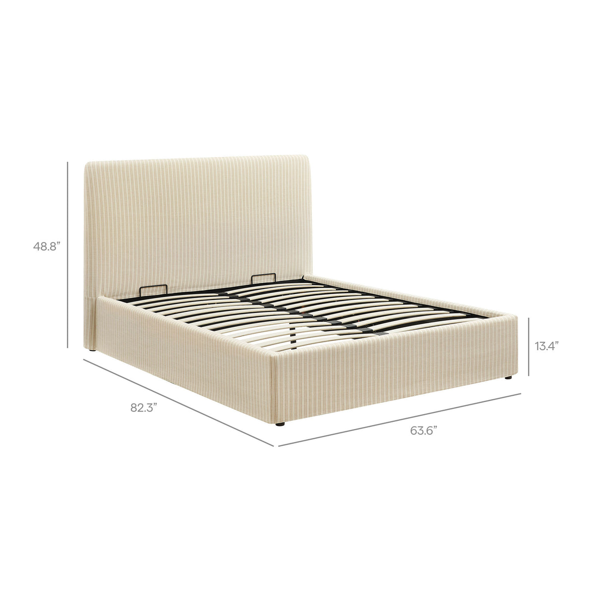 Pemberly Striped Fabric Slipcovered Full Size Storage Bed - Oatmeal Stripe
