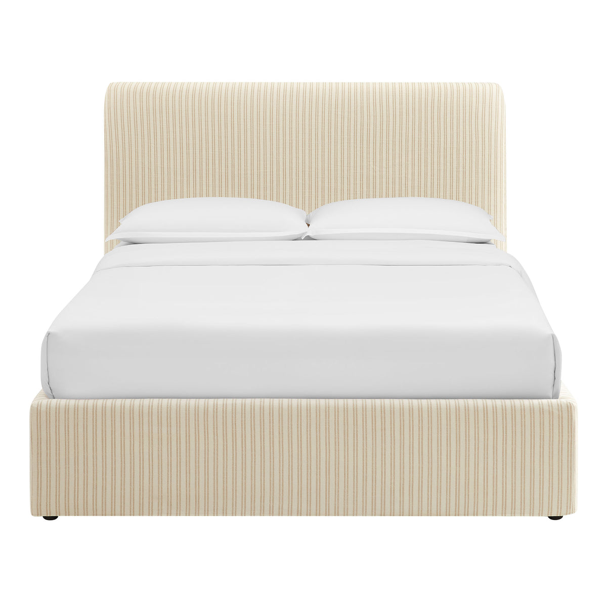 Pemberly Striped Fabric Slipcovered King Size Storage Bed - Oatmeal Stripe