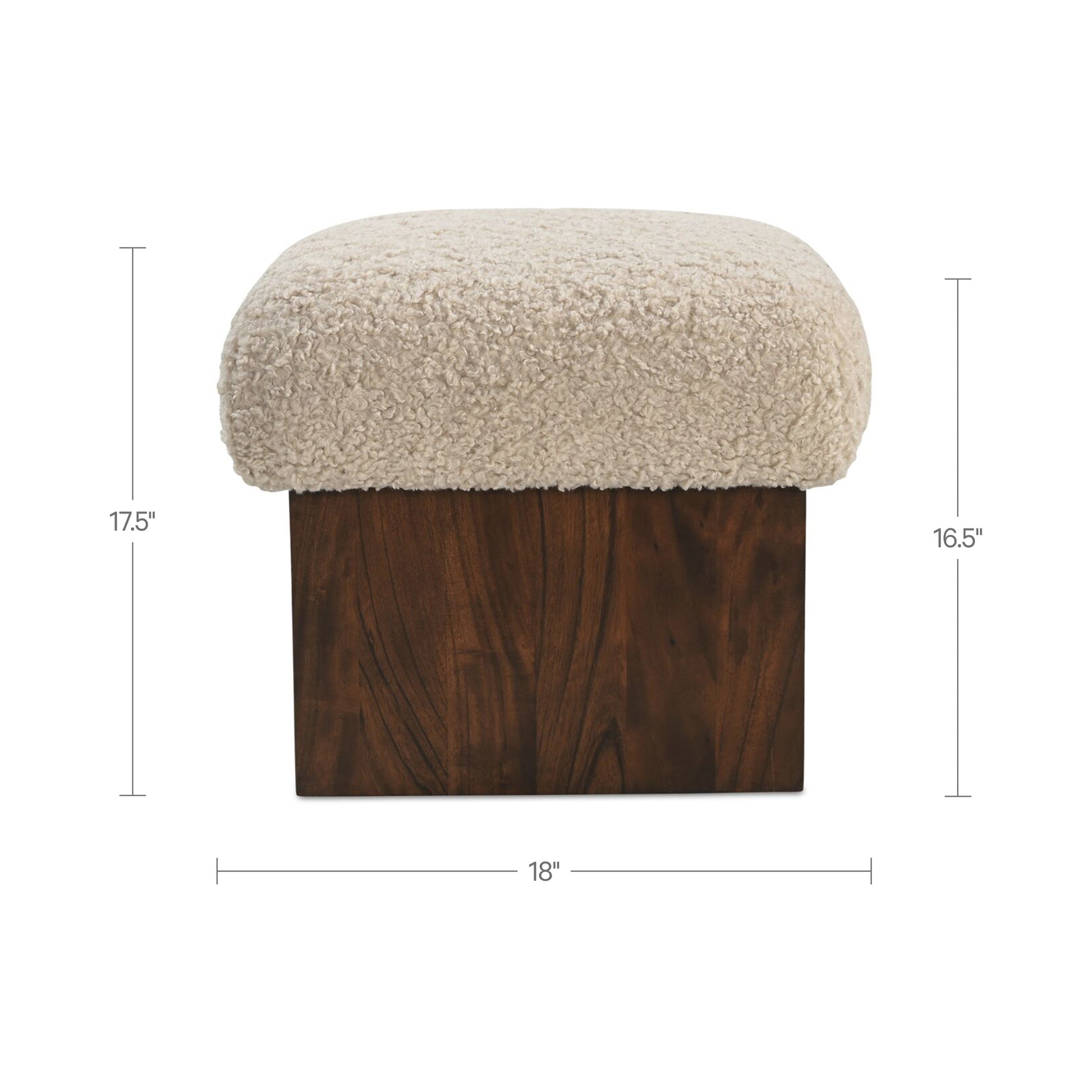 Serge Ottoman Cream Faux Shearling by Moe's Home Collection - view 3