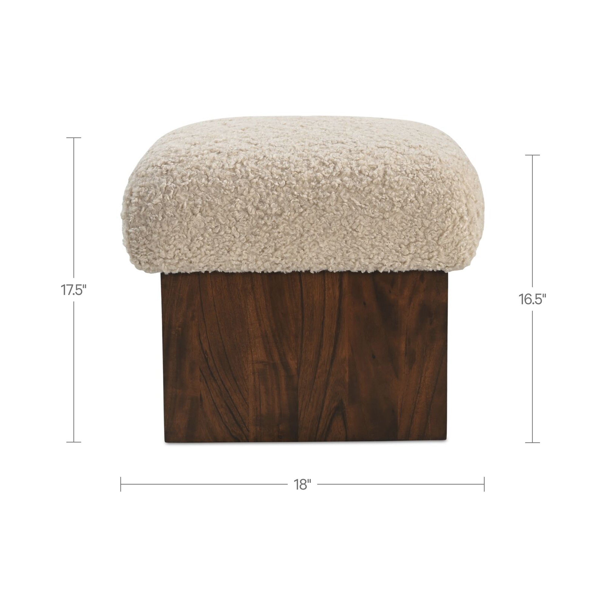 Serge Ottoman Cream Faux Shearling by Moe's Home Collection - view 3