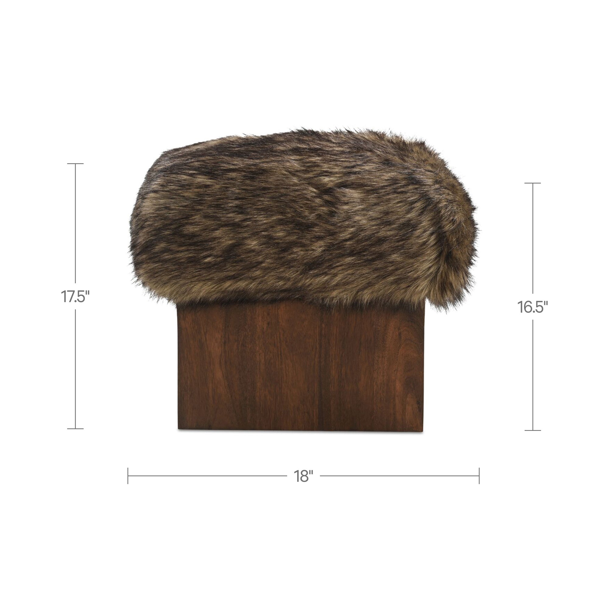 Serge Ottoman Brown Faux Fur by Moe's Home Collection - view 3