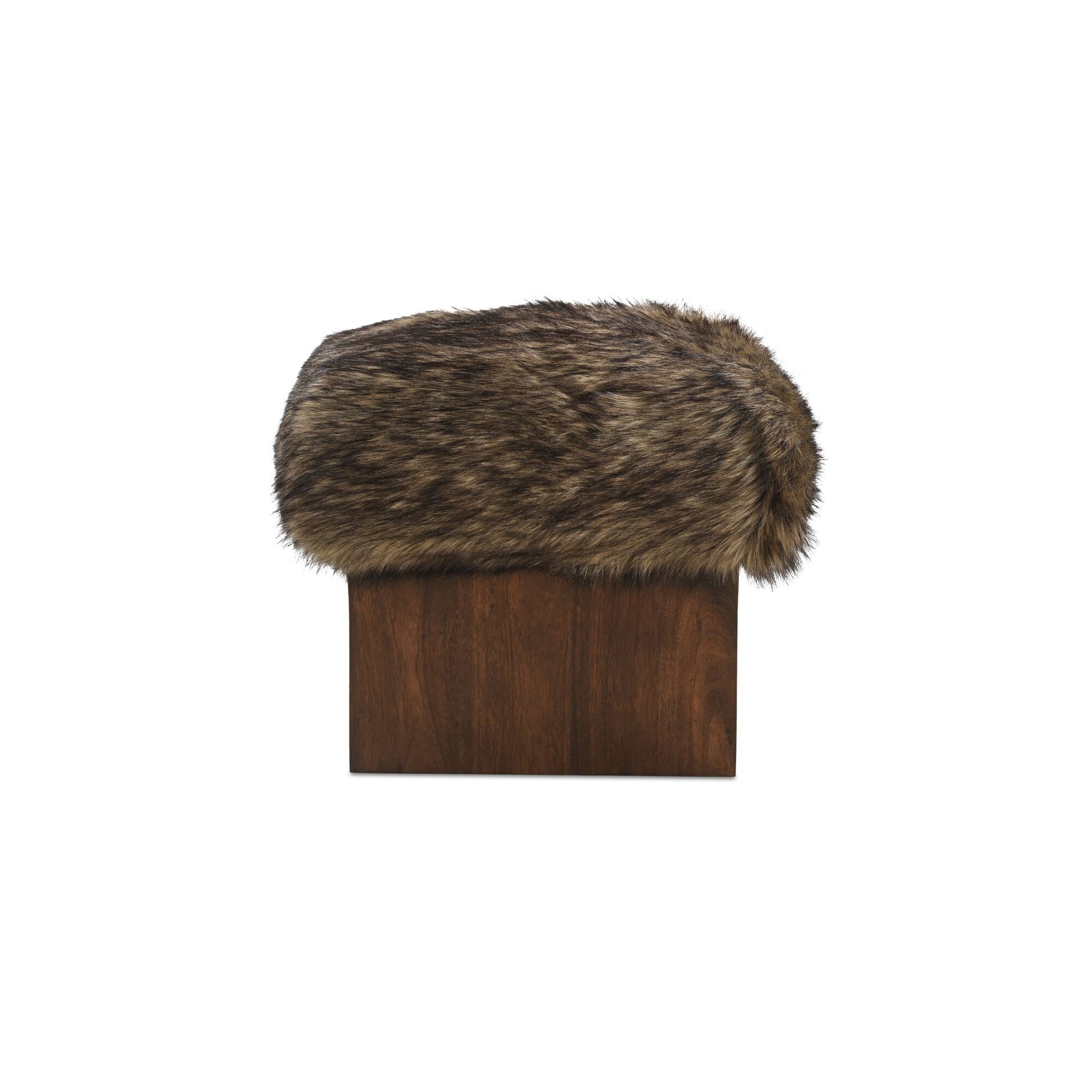 Serge Ottoman Brown Faux Fur by Moe's Home Collection