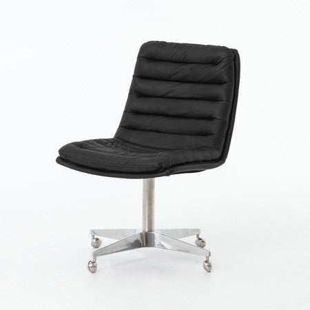 Malibu Distressed Black Leather Office Desk Chair