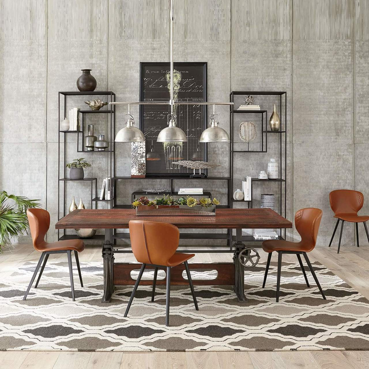 Bronx Reclaimed Teak Wood Industrial Crank Dining Table 84" 