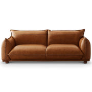 Emma Mid-Century Modern Cognac Leather Tufted Sofa
