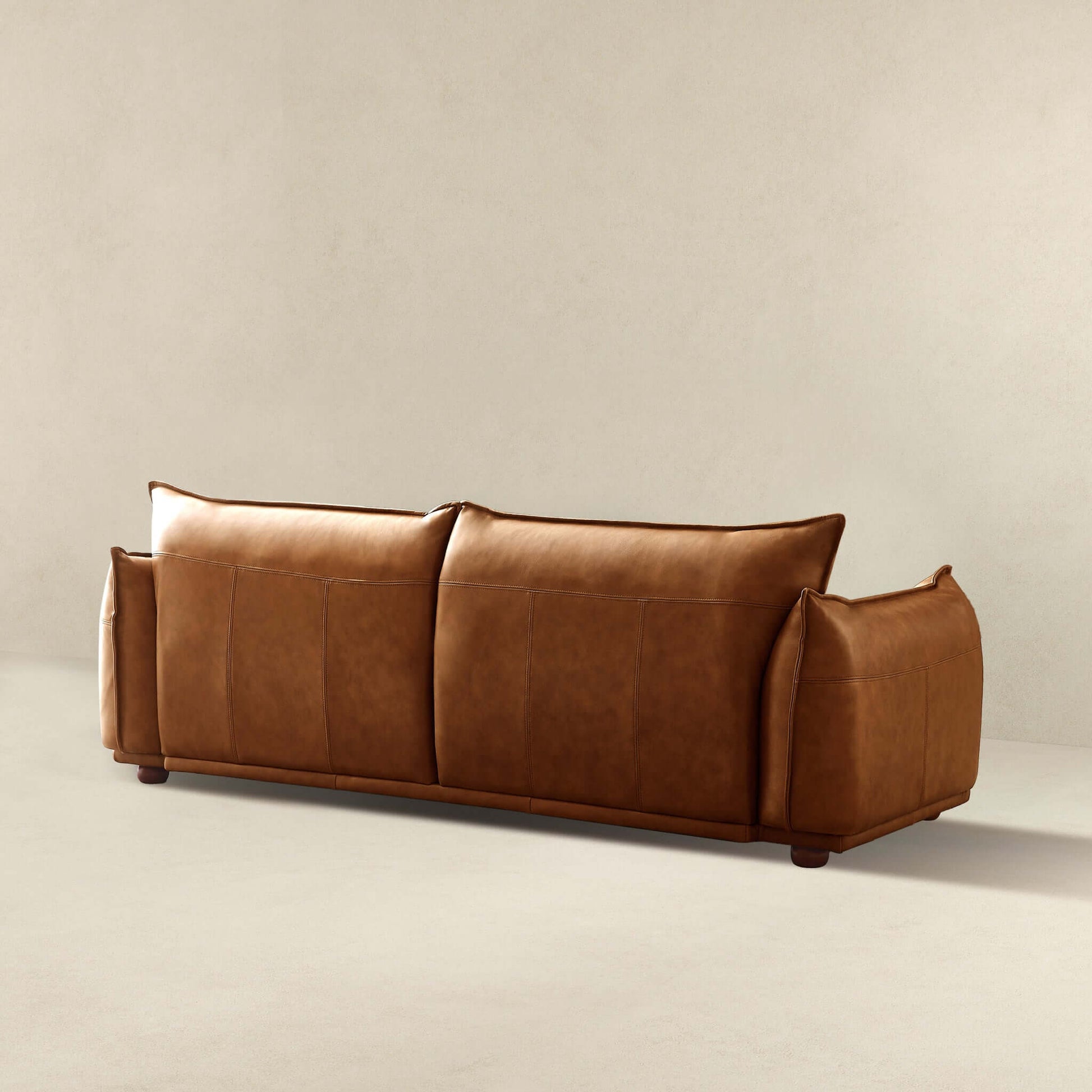 Emma Mid-Century Modern Cognac Leather Tufted Sofa