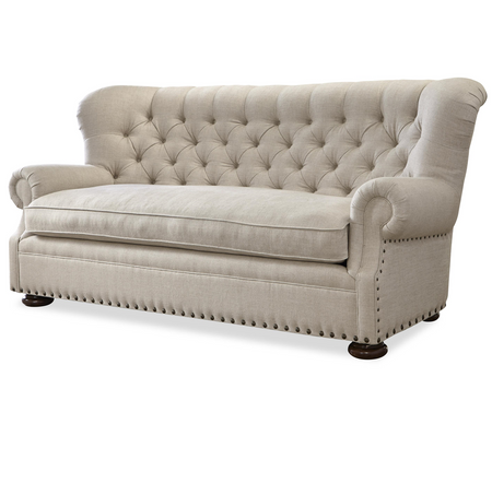 Maxwell Linen Upholstered Tufted Sofa with Nailheads