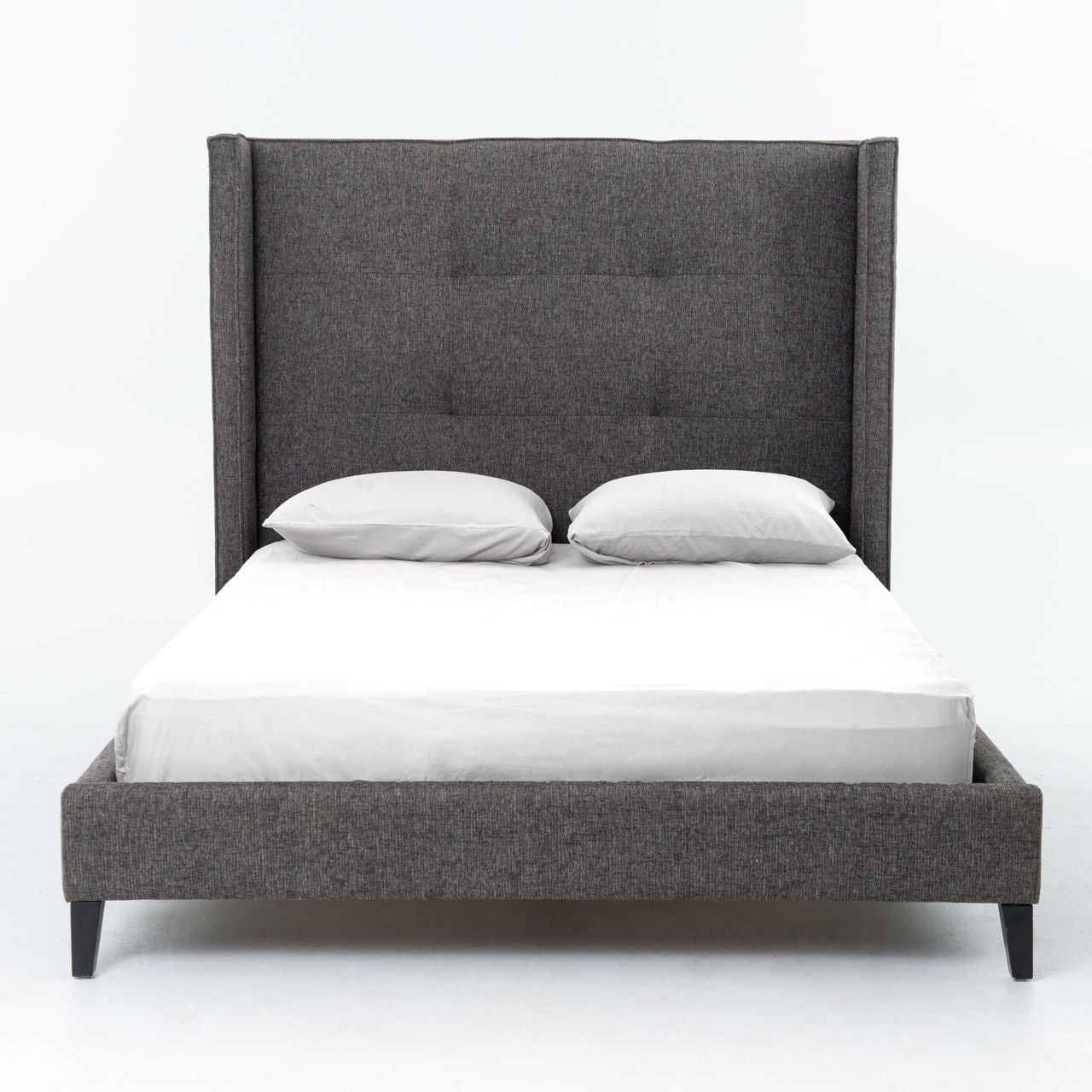 Modern Classic Charcoal Grey Linen Queen Bed