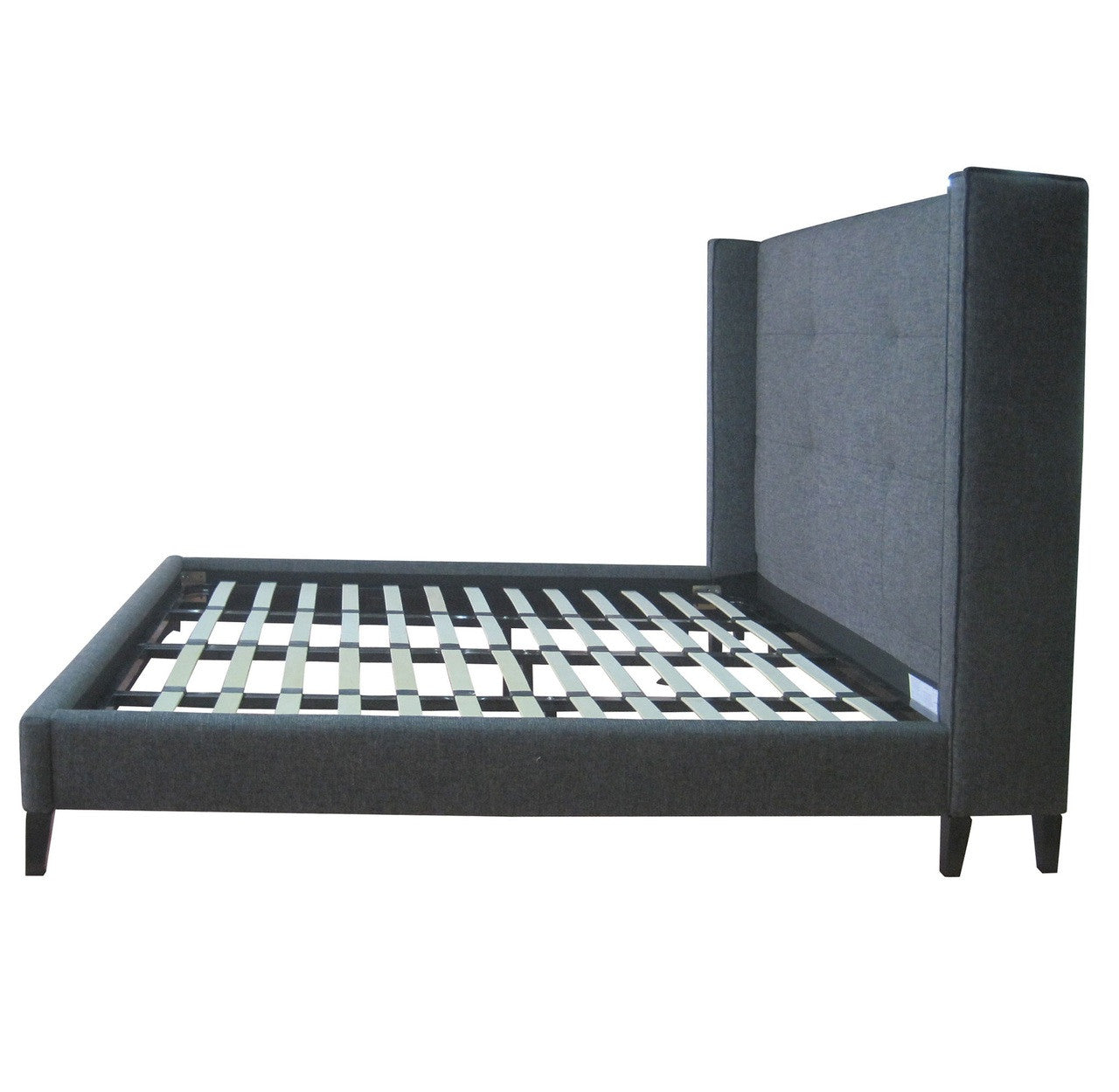 Metropolitan Charcoal Wingback Upholstered Platform Queen Bed