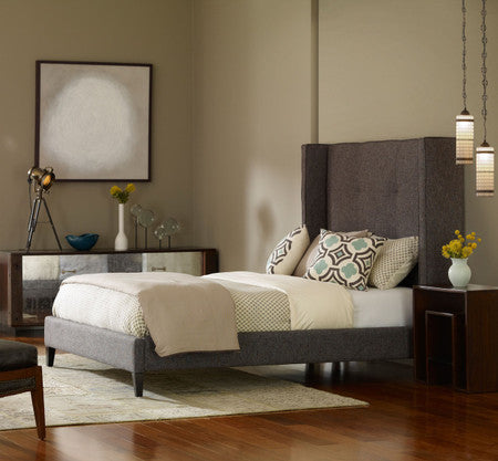 Metropolitan Charcoal Wingback Upholstered Queen Bed