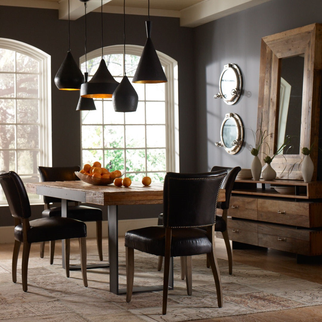 Mimi Saddle Black leather dining room chairs