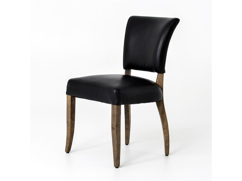Mimi Saddle Black leather dining room chairs