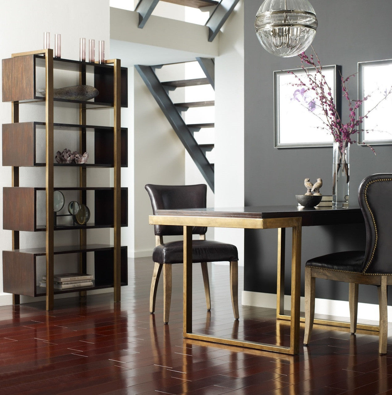 Mimi Saddle Black rustic leather dining chairs