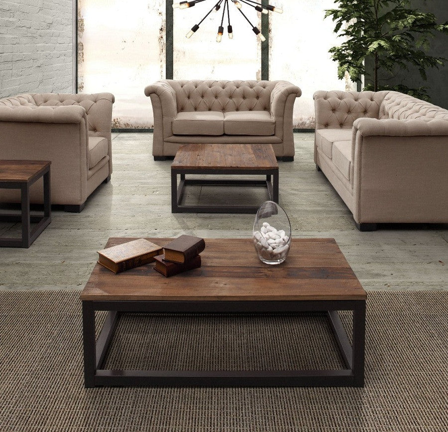 Civic Wood and Metal Square Coffee Table