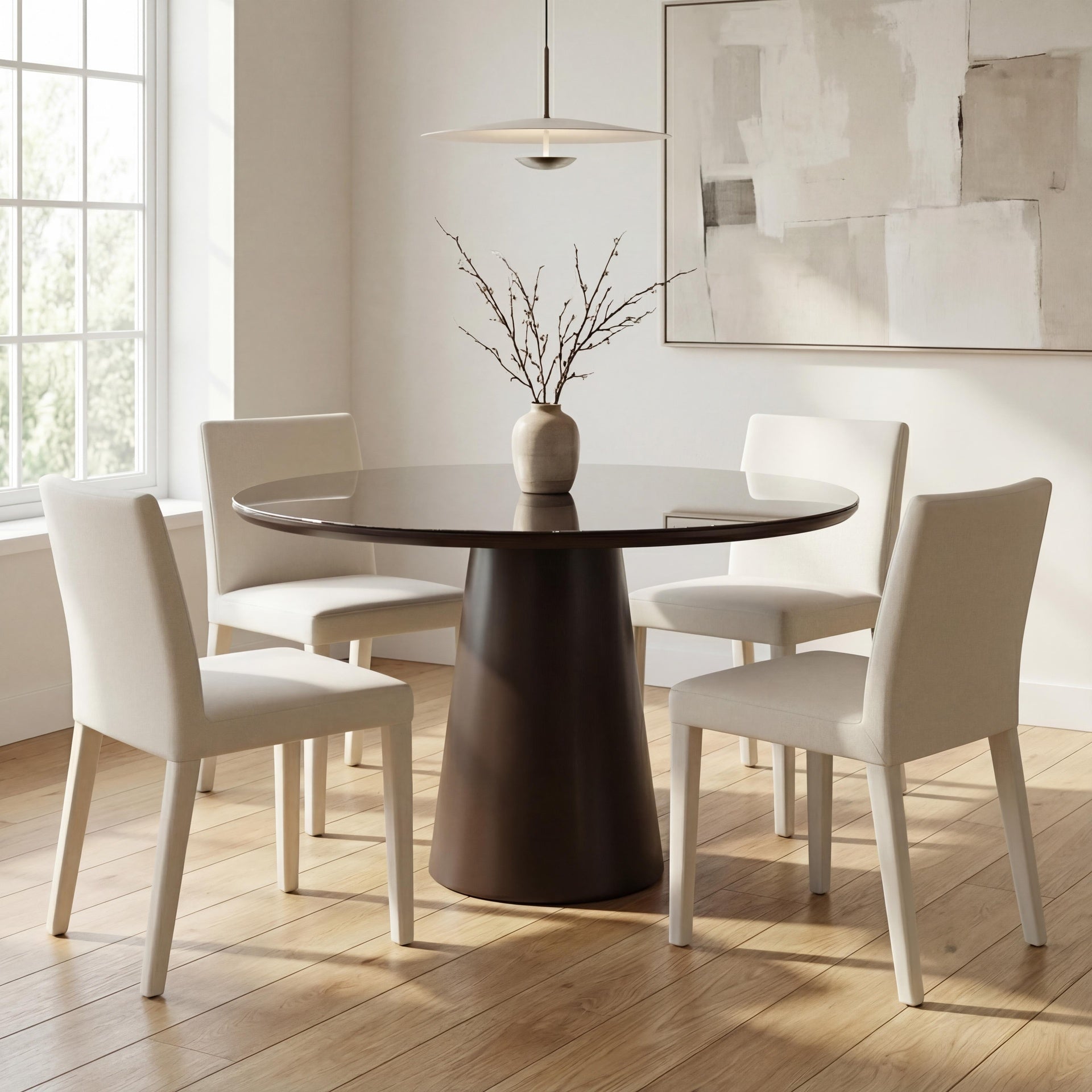 Mona Round Glass Top Dining Table Cafe by Urbia