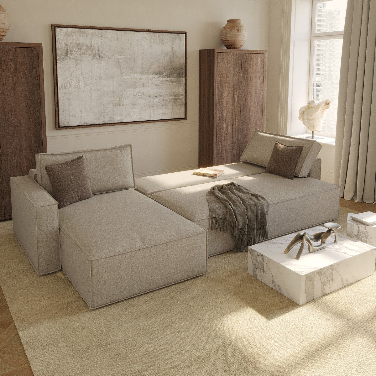 Newilla Storage Sleeper Sofa Bed with Lounger & Standard Arms