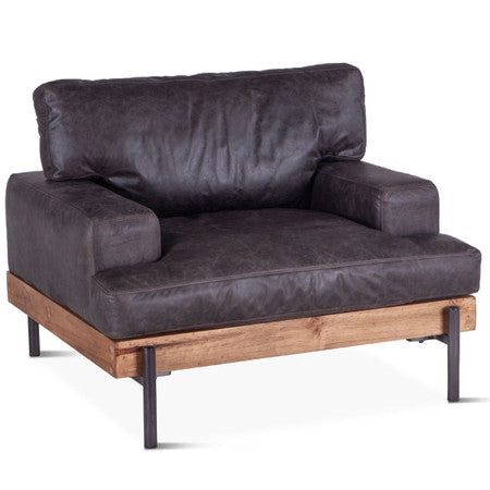 Loft Retro Industrial Black Leather Club Chair 41"