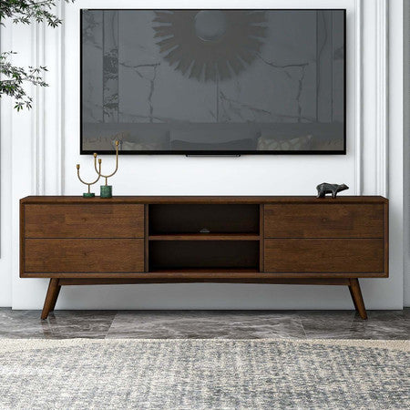 Caroline Mid Century Modern Style Walnut TV Stand Up To 72" - 70.9"