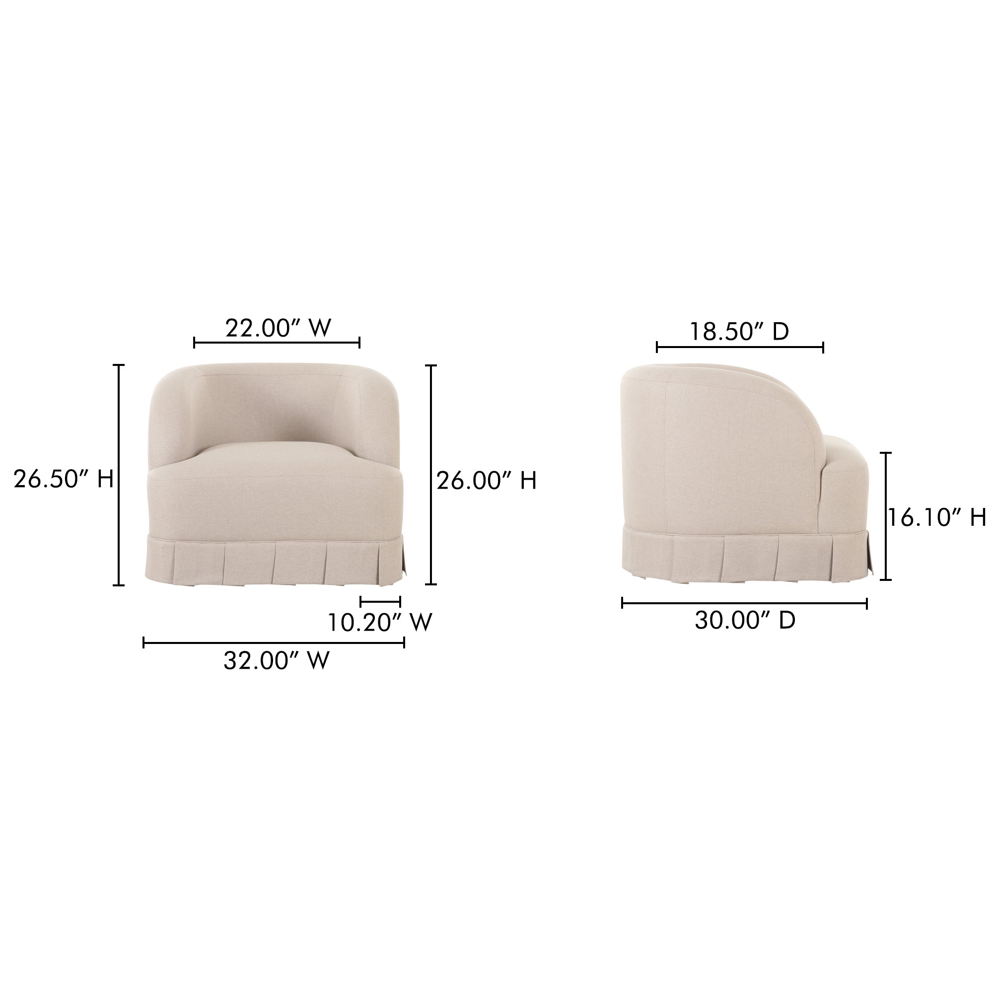 Maren Swivel Chair Beige by Moe's Home Collection - view 4