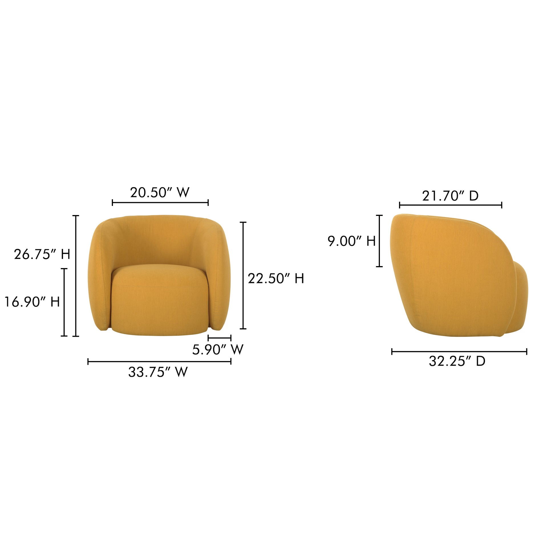 Rae Outdoor Accent Chair Deep Yellow by Moe's Home Collection - view 4