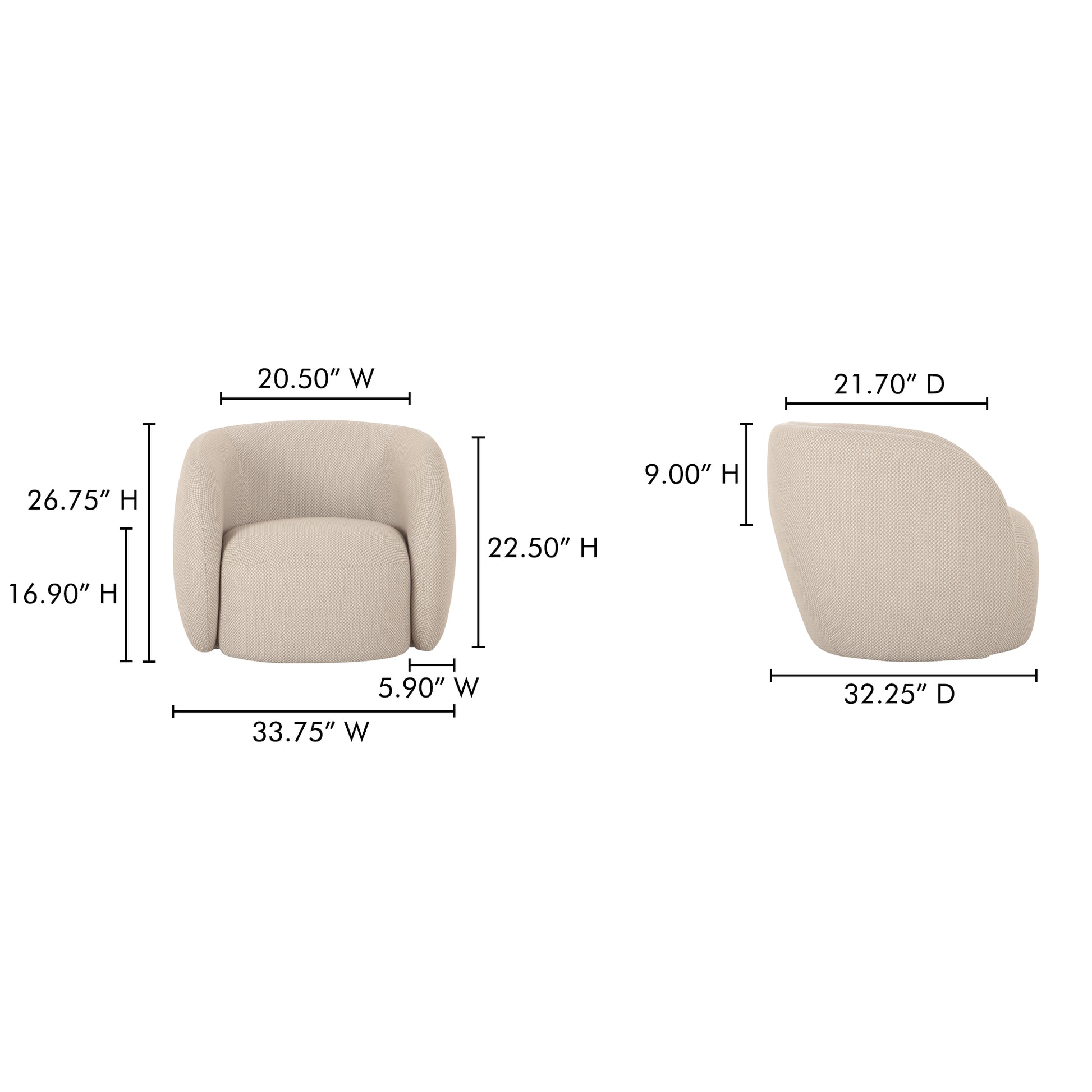 Rae Outdoor Accent Chair Beige Check by Moe's Home Collection - view 4