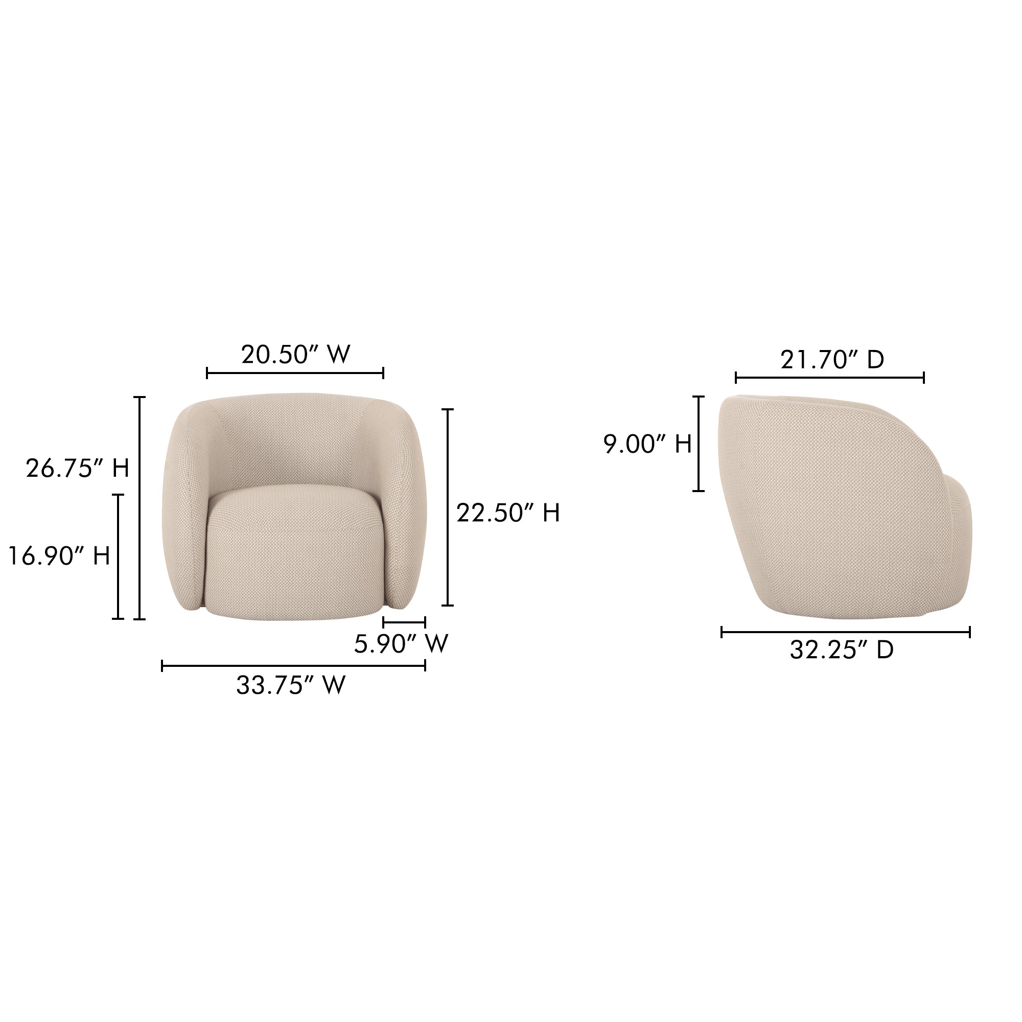 Rae Outdoor Accent Chair Beige Check by Moe's Home Collection - view 4