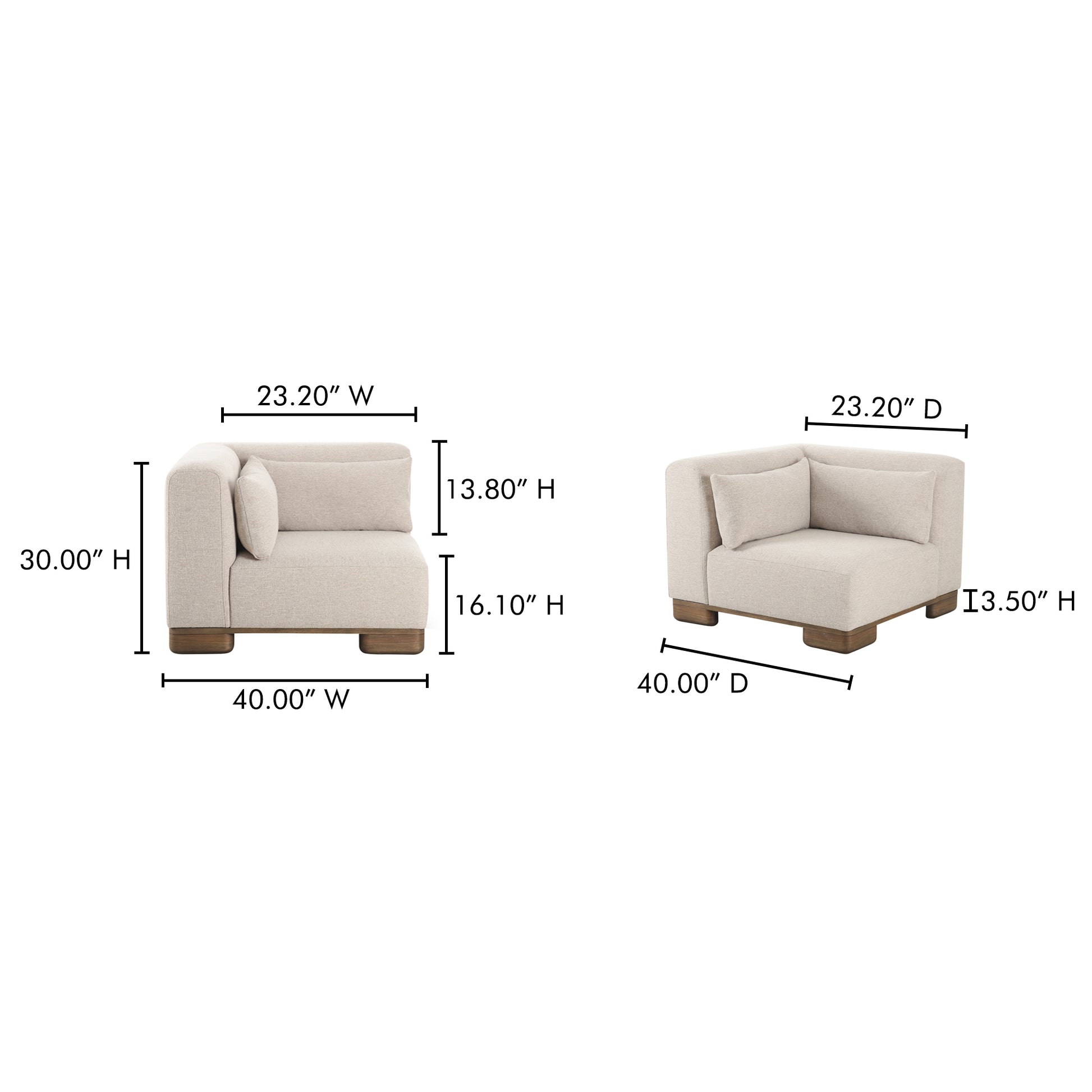 June Corner Chair Oatmeal by Moe's Home Collection - view 5