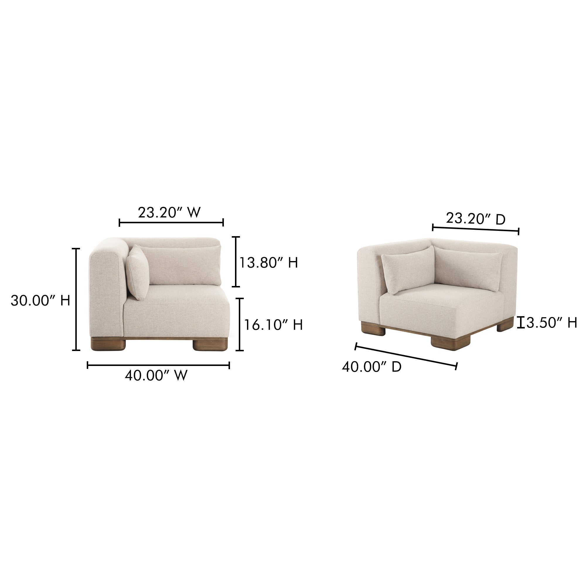 June Corner Chair Oatmeal by Moe's Home Collection - view 5