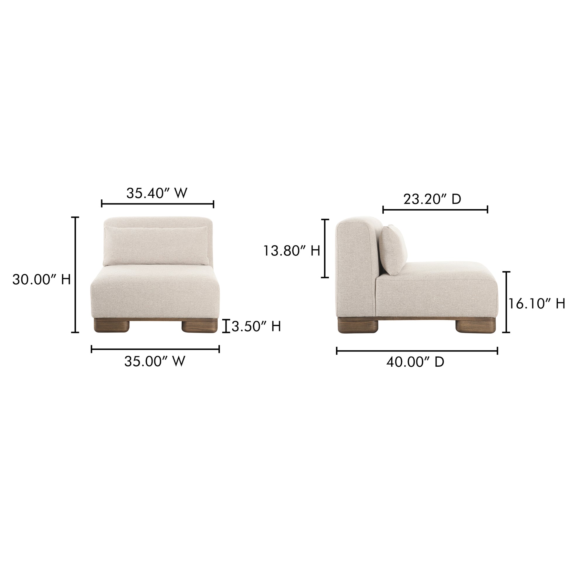 June Slipper Chair Oatmeal by Moe's Home Collection - view 5