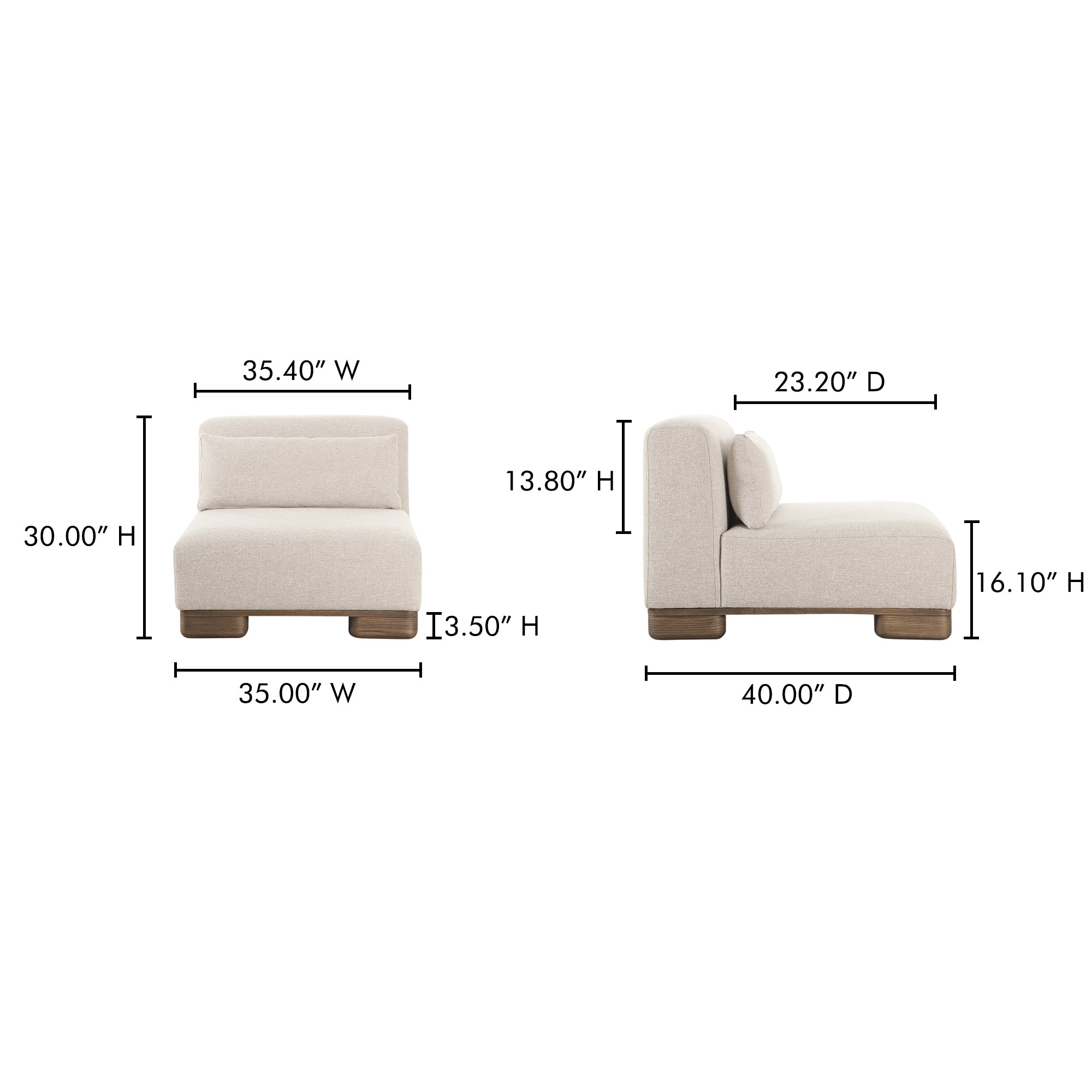 June Slipper Chair Oatmeal by Moe's Home Collection - view 5