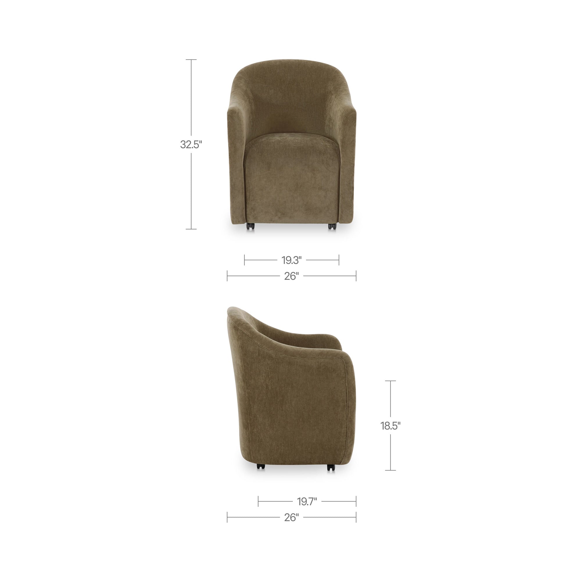 Drava Rolling Dining Chair Green by Moe's Home Collection - view 3